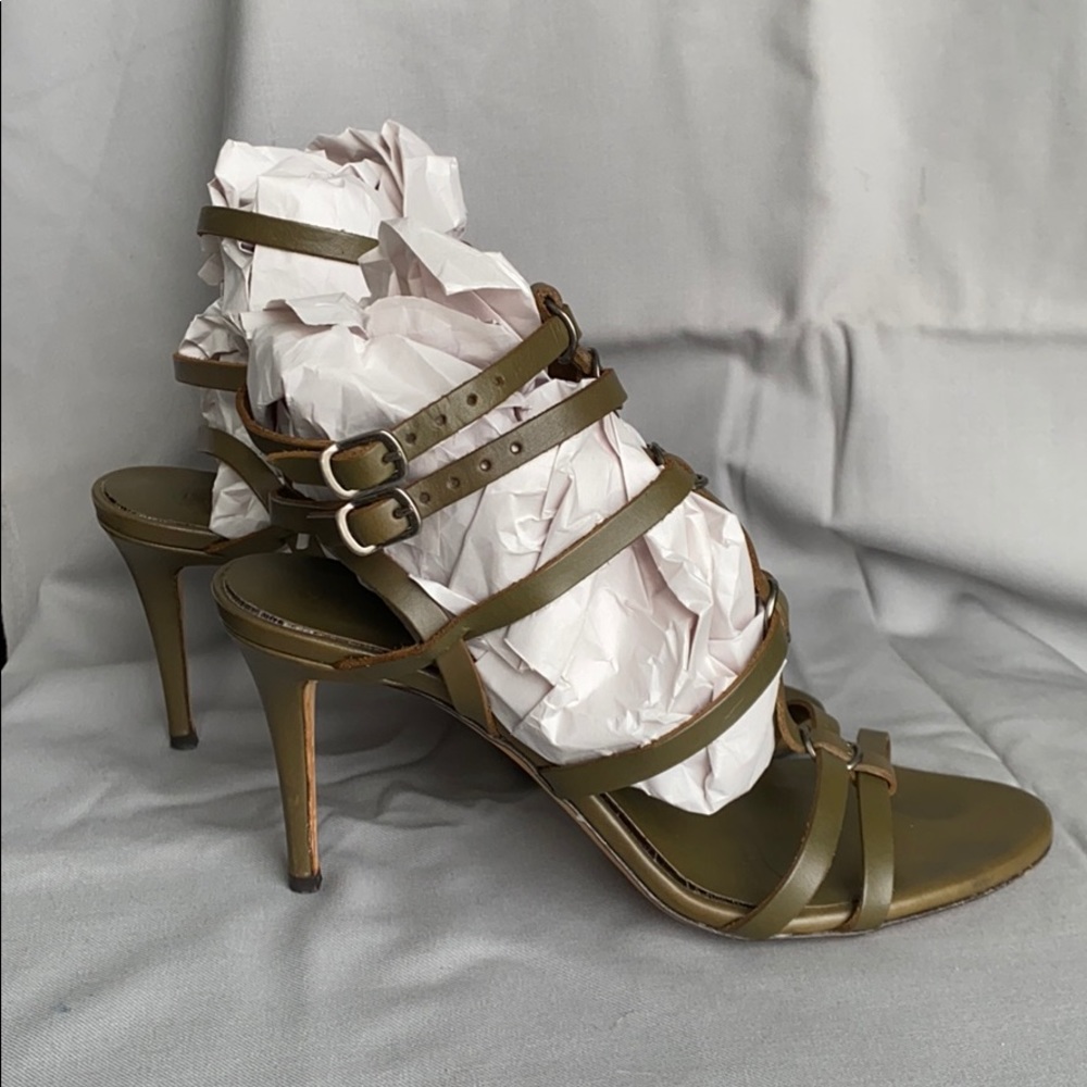 J. CREW olive green straps stilettos size 6 1/2